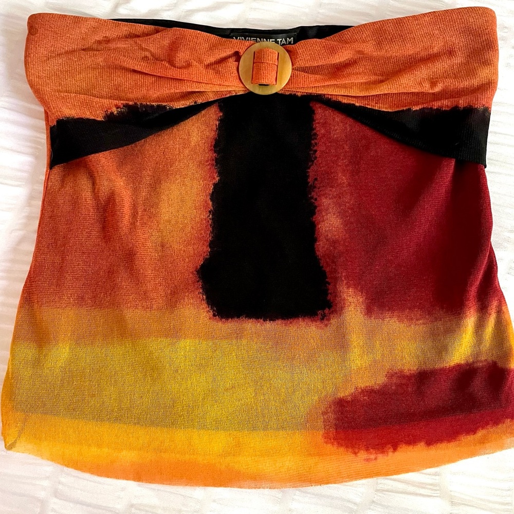 Vivienne Tam Vintage Mesh Strapless Top